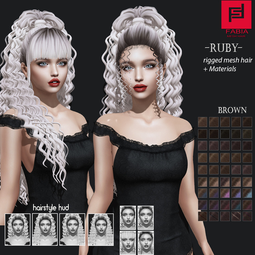 -FABIA- Mesh Hair   <Ruby> Brown