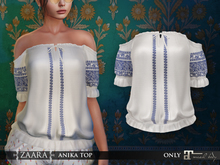 {Zaara} Anika boho top *white-indigo*
