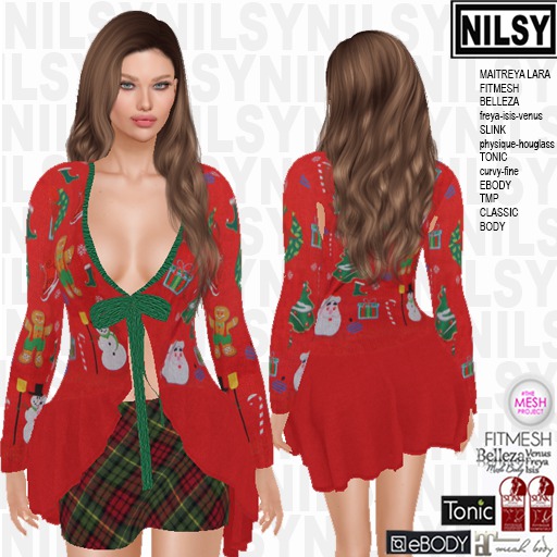 CHRISTMAS CARDIGAN AND SKIRT,ALL BODIES