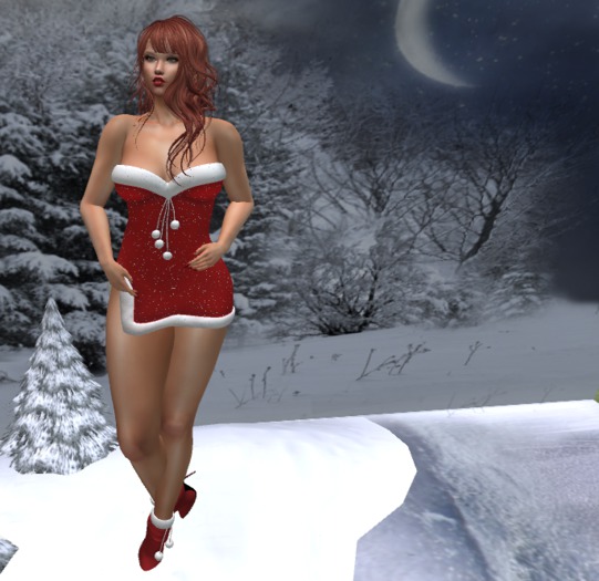 BWR SANTA DRESS RED LITTLE GLITTER W/BOOTS