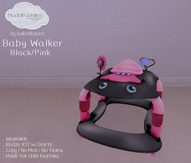 MuddPuddles: Baby Walker - Black/Pink {BOX}