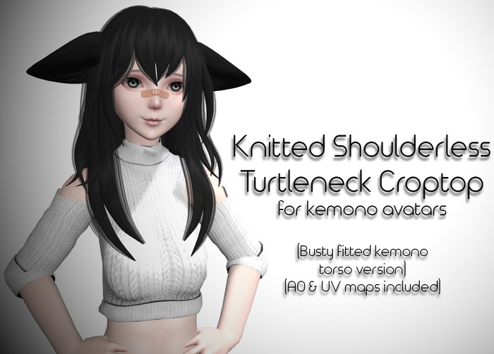 Fitted Kemono Torso Knitted Shoulderless Turtleneck (Busty)