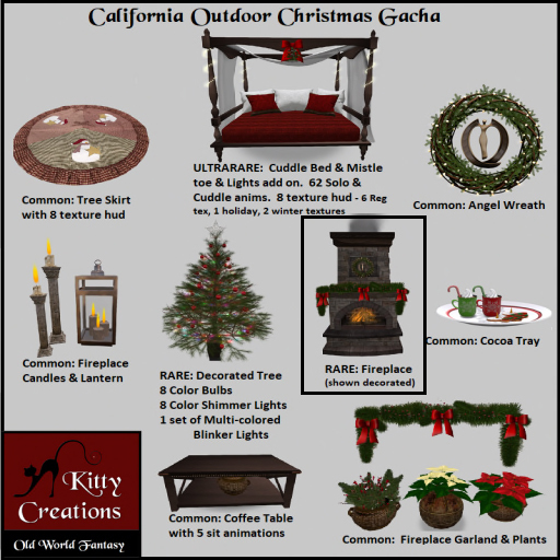 CA Christmas Fireplace - Kitty Creations RARE