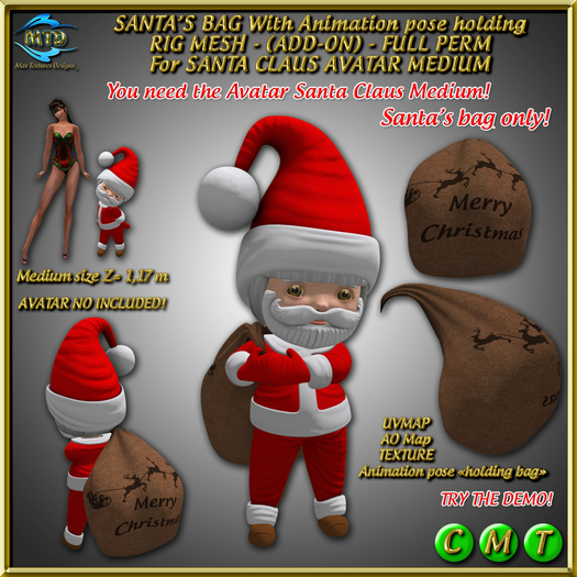 SANTA'S BAG - FULL PERM - ADD-ON For AVATAR MEDIUM SIZE