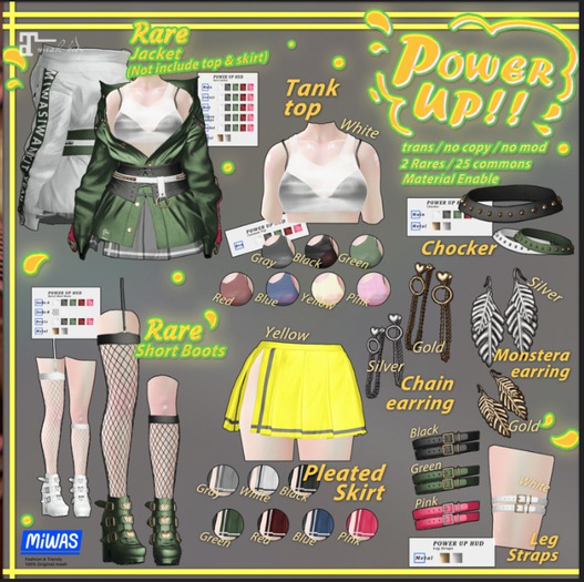 MIWAS / Poewr up Pleated skirt #Gray