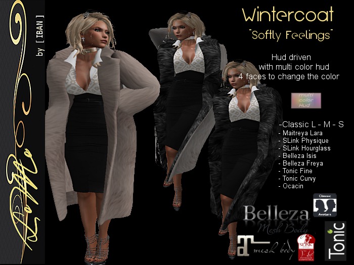 [ IBAN ] //143 MESH WINTERCOAT FUR SOFTLY FEELING wHUD MAITREYA SLINK BELLEZA OCACIN TONIC CLASSIC MODELS