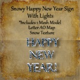 Bad Katz Snowy Happy New Years Sign with Lights