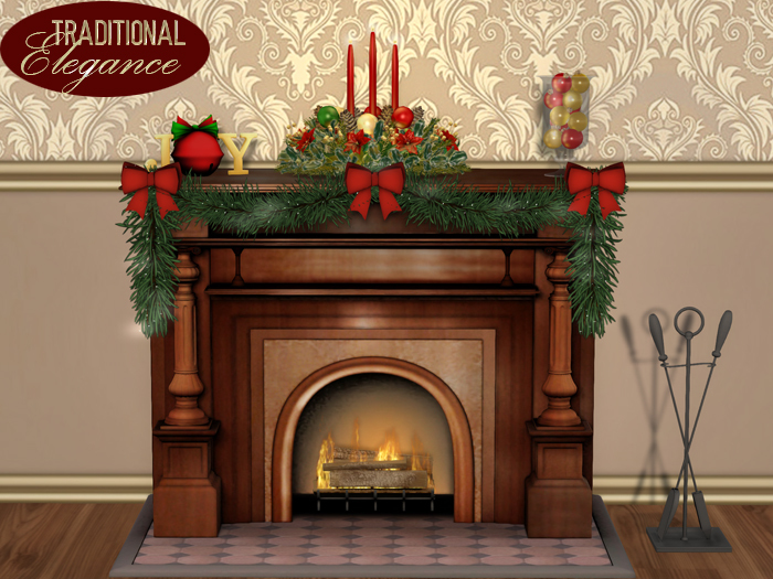 Townies Traditional Elegance Christmas Wood Fireplace