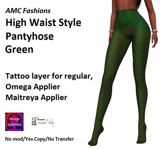 AMC Pantyhose High Waist Style Green