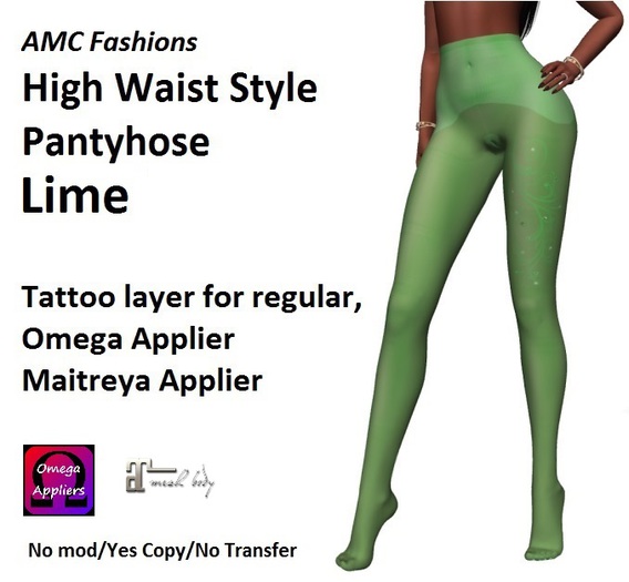 AMC Pantyhose High Waist Style Lime