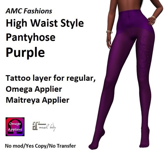 AMC Pantyhose High Waist Style Purple