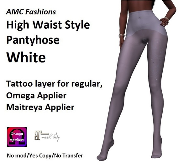 AMC Pantyhose High Waist Style White