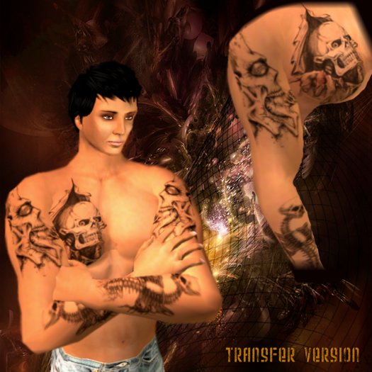 Arms&Chest Skulls Tattoo (Transferable version)