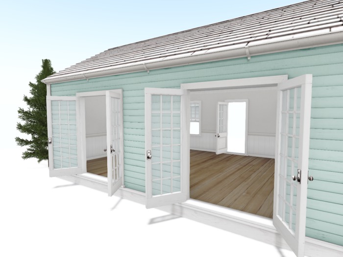 Cottage house & tree seafoam