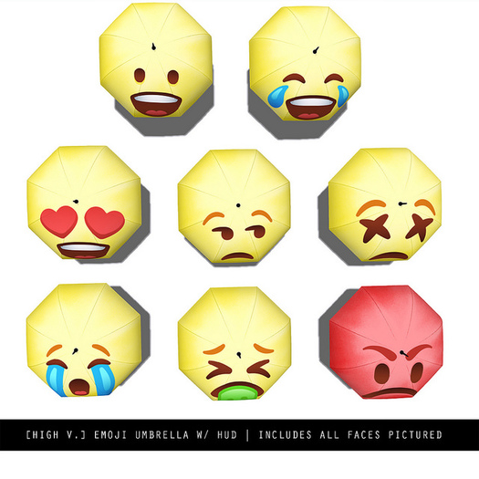 [high v.] emoji umbrellas