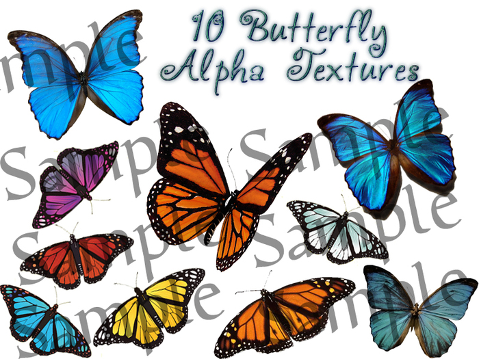 FULL PERM 10 Butterfly Alpha Textures