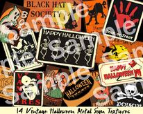 FULL PERM 14 Vintage Halloween Metal Sign Textures