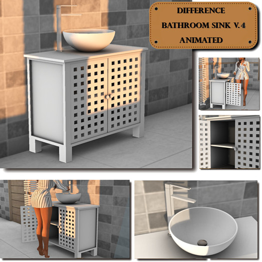 Second Life Marketplace DIFFERENCE BATHROOM SINK V 4 White ANIMATED