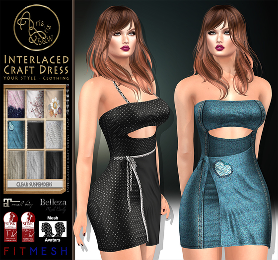 ***ArisArisB&W~Interlaced craft Dress~MULTITEXTURES HUD