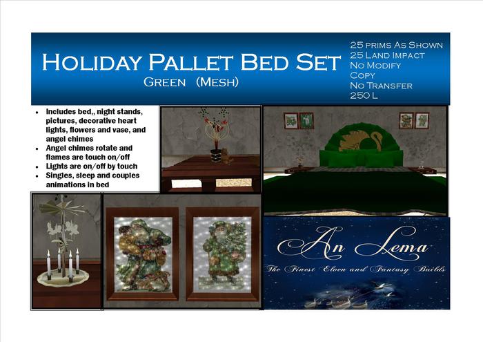 Holiday pallet bed set green
