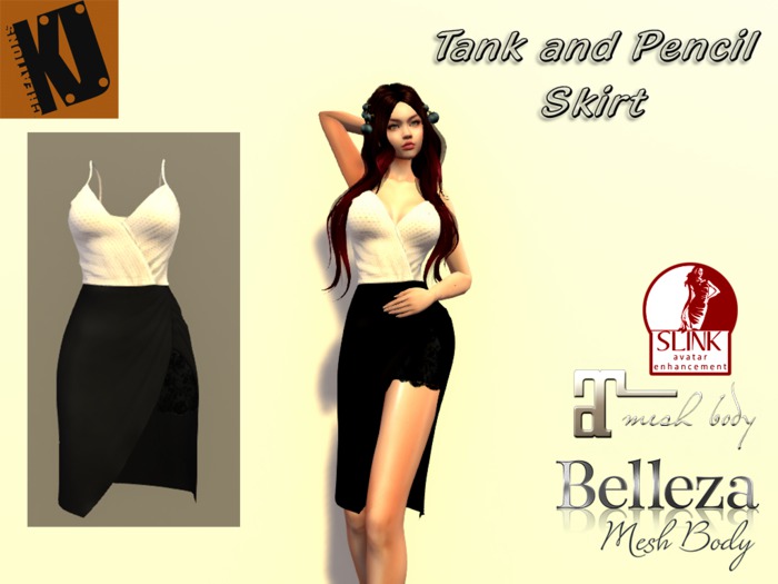 Tank and Pencil Skirt with Slit  ~KJ Creations~