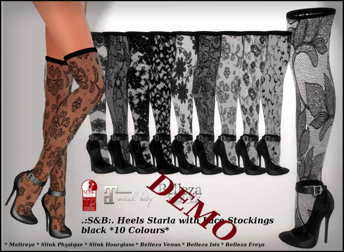 .:S&B:. Heels Starla with Lace Stockings black *10 Colours*Demo