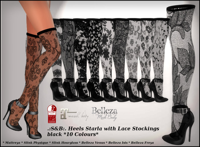 .:S&B:. Heels Starla with Lace Stockings black *10 Patterns*