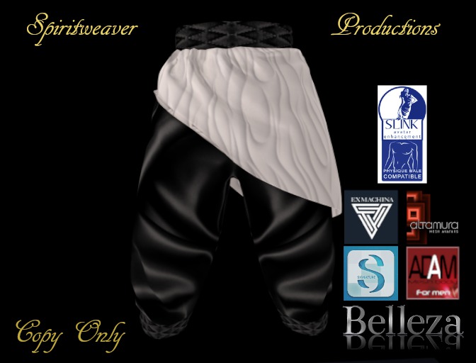 TOGA TROUSER BLACK SATIN WHITE SASH