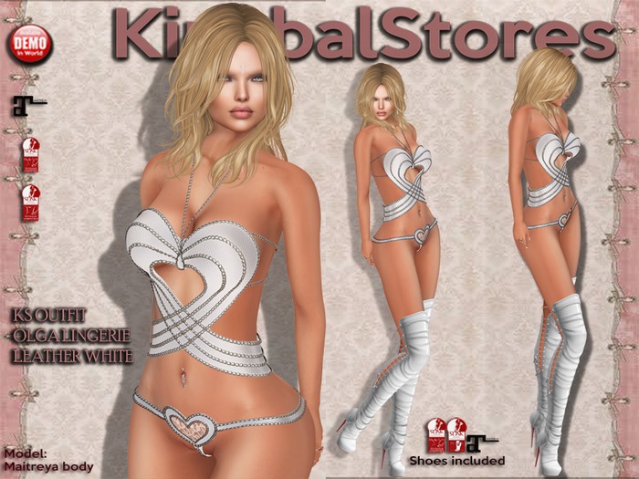 150 KS OUTFIT OLGA LINGERIE LEATHER WHITE
