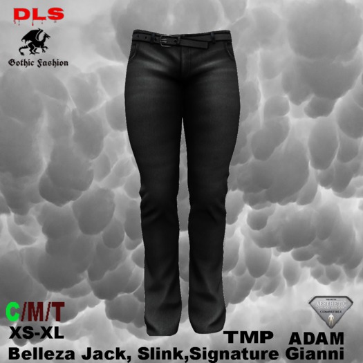 Jeans belted blackgreen boxed