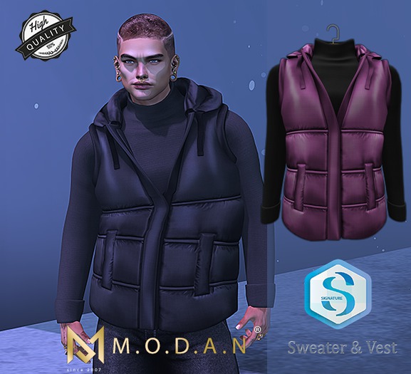 .M.O.D.A.N..M.E.S.H. Black Sweater & Pink Vest Signature