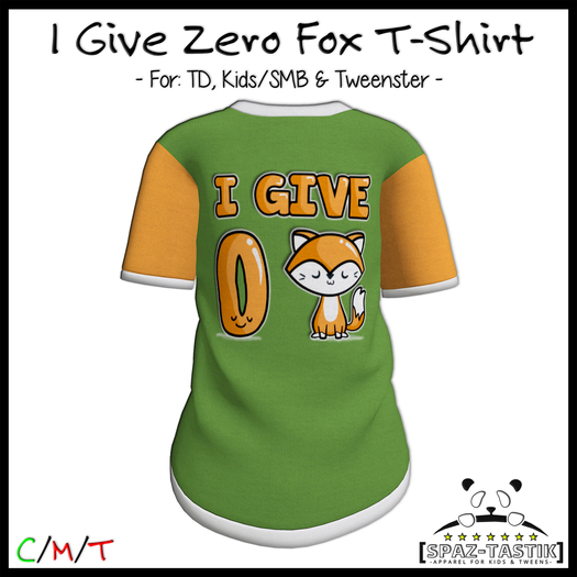 [Spaz] UNPACK HUD - *KIDS SIZES* T-Shirt: Zero Fox [ADD ME]