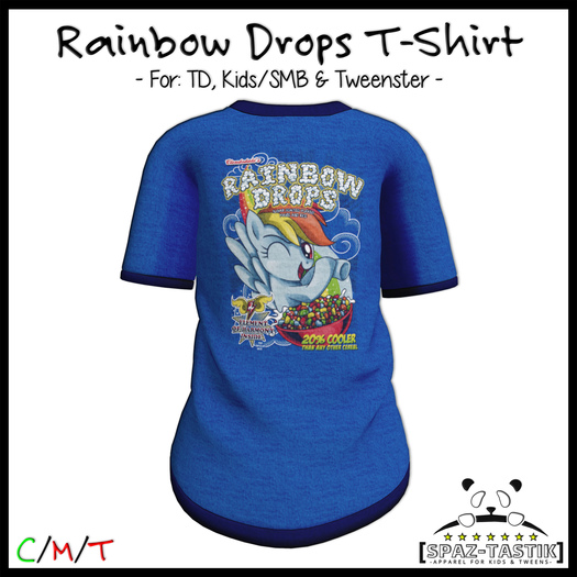 [Spaz] UNPACK HUD - *KIDS SIZES* T-Shirt: Rainbow Drop [ADD ME]