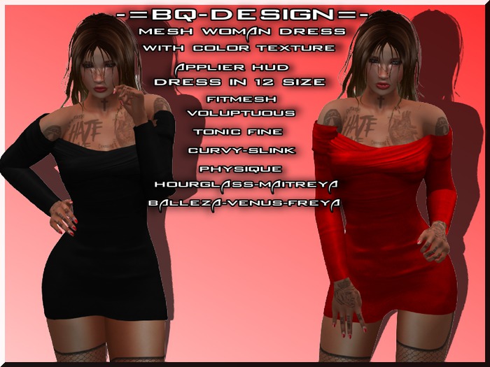 MESH WOMAN DRESS WITH MULTI TEXTURE COLOR HUD APPLIER