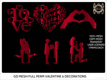 GD MESH FULL PERM VALENTINE 6 DECORATIONS