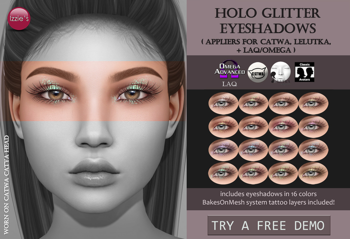 Izzie's - DEMO Holo Glitter Eyeshadows