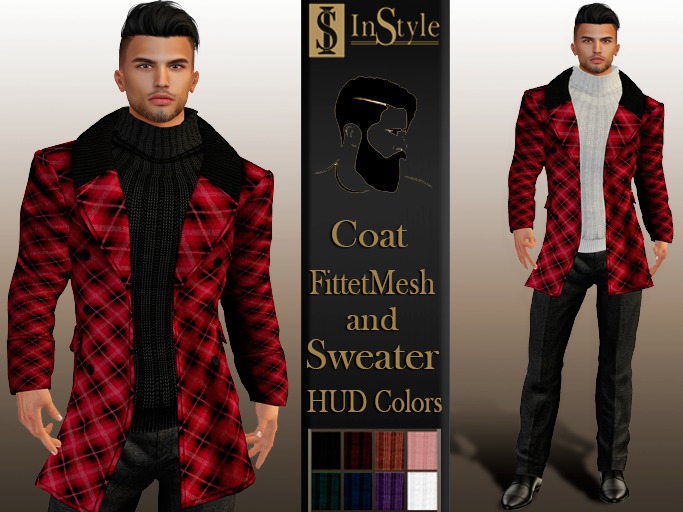 InStyl- Men's Coat -Red cell -  Mesh (HUD 8 Colors - sweater)