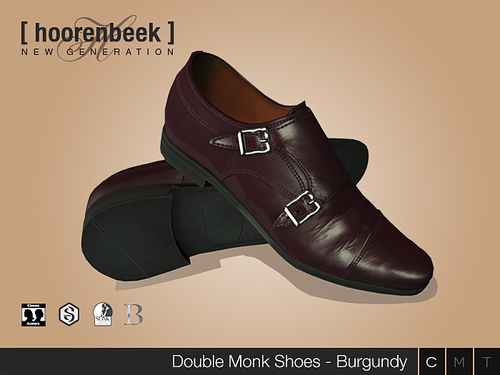 Double Monk Shoes - Burgundy