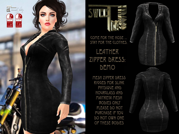 Sweet Tea Leather Zipper Dress:   Dress for Slink Hourglass and Physique and Maitreya