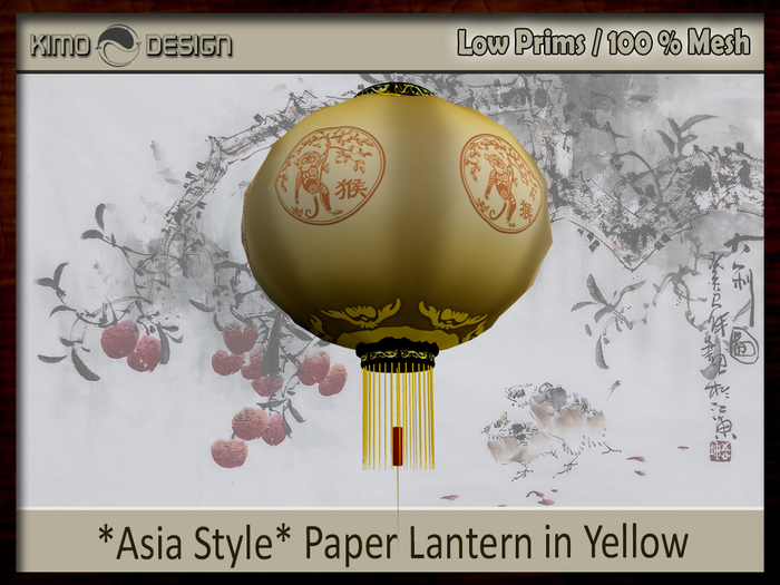 *Asia Style* Yellow Paper Lantern Lampion