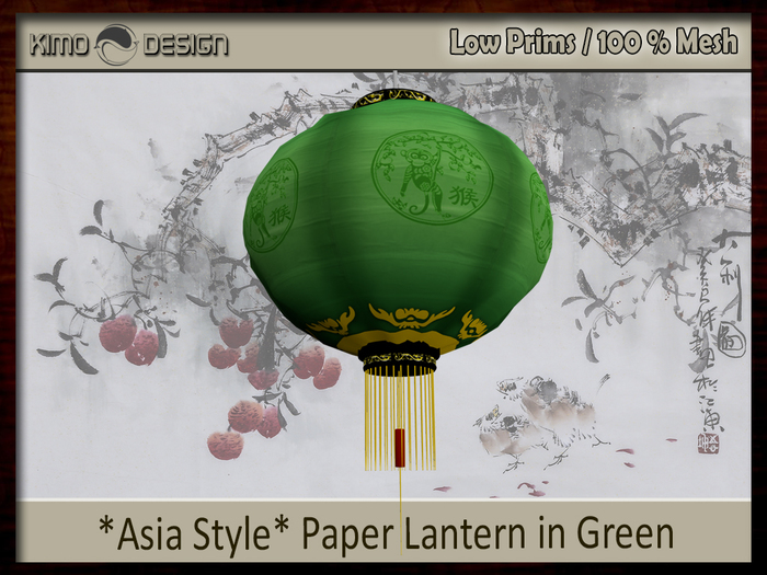 *Asia Style* Green Paper Lantern Lampion