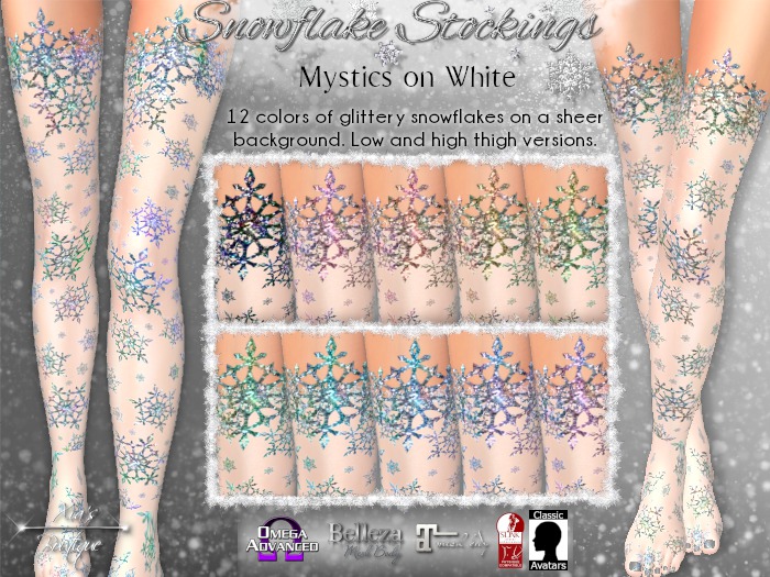 Snowflake Stockings Mystics on White