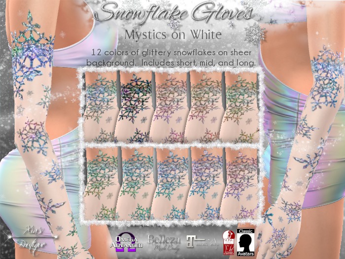 Snowflake Gloves Mystics on White