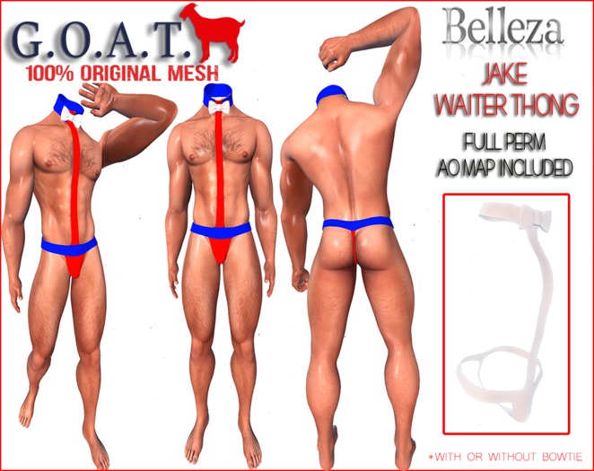 G.O.A.T. BELLEZA JAKE WAITER THONG FULL PERM DEMO