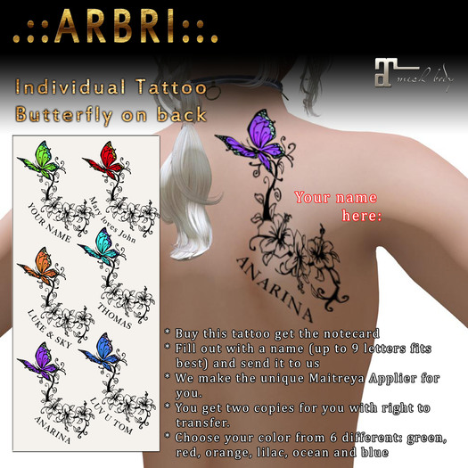 .::Arbri::. Individual Butterfly on Back (Maitreya)