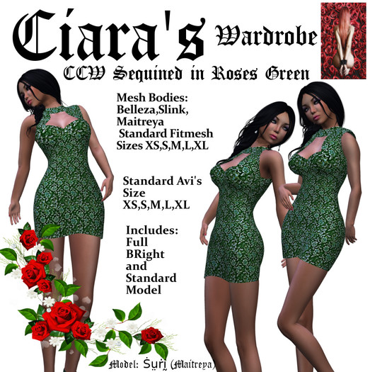 CCW Sequined in Roses Green