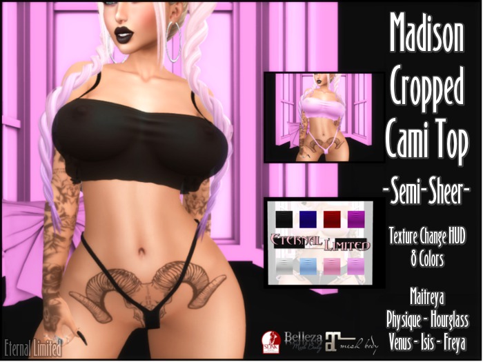 *CLEARANCE* Madison - Cropped Cami Top - Semi-Sheer (Add To Unpack)