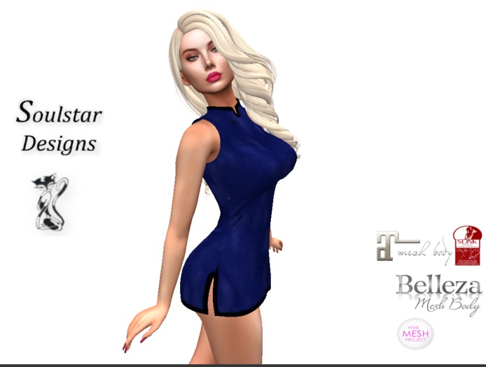 Collared Mini Dress Royal Blue Suede