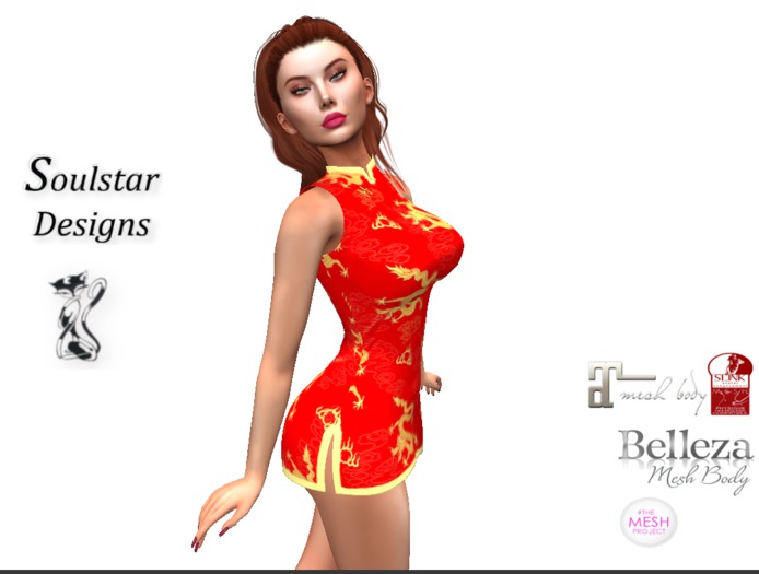 Collared Mini Dress Vivid Red Dragon