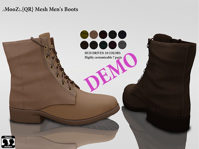 .:MooZ:.DEMO {QR} Mesh Men's Boots (10 Colors)
